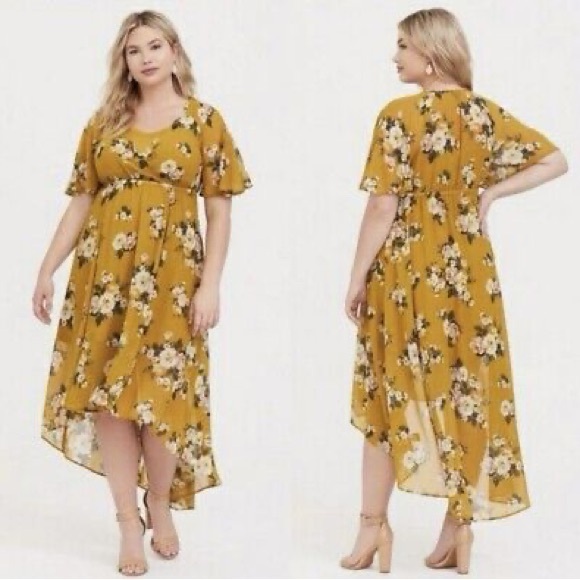 Torrid Floral V-Neck Maxi Dress - Yellow - Picture 7 of 7
